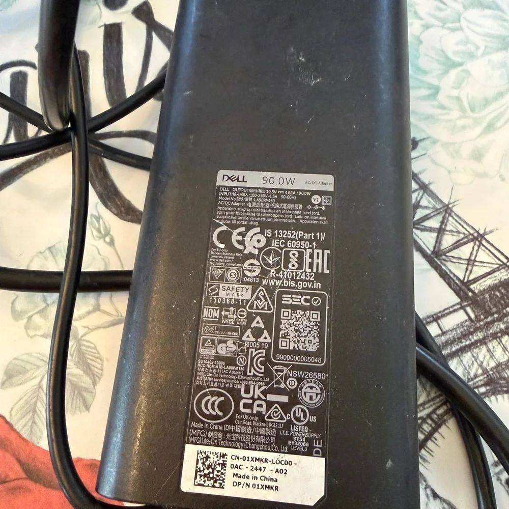 Dell 90W Black Power Adapter with Cable